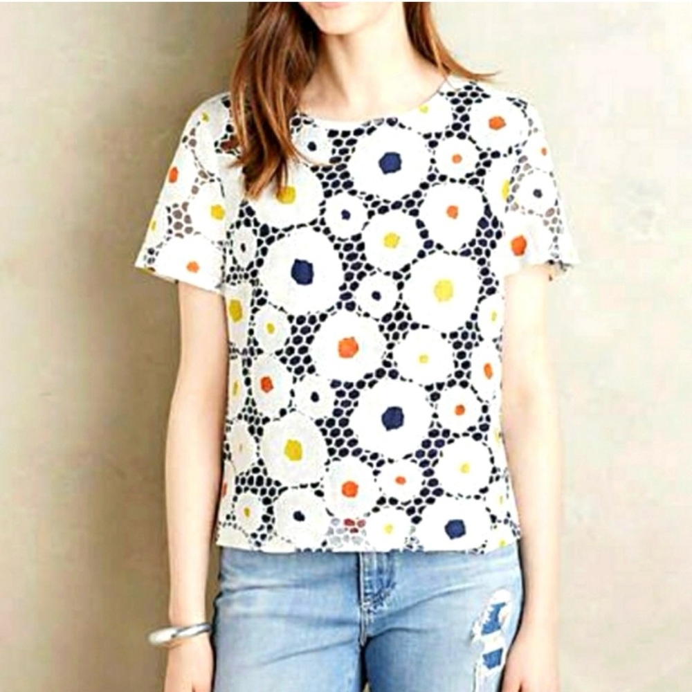 Anthropologie Harlyn Daisy Patterned Top